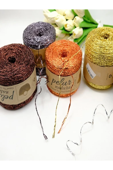 PELUR NATURA SİMLİ POLYESTER ÇANTA SUPLA NAKIŞ ŞAPKA MAKROME ÖRGÜ İPİ İNCİ BEYAZI 270 - Resim 3