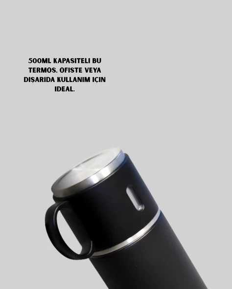 CEYLAN ADAM Isıyı Uzun Süre Koruyan 500 ml Termos Seti | Çelik Gövde, 2 Bardaklı, Hediye Kutulu - Resim 2