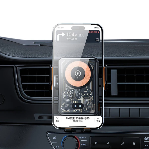 Recci RHO-C38 Mars Serisi M-safe Şarj Özellikli Mavi Işık Göstergeli Araç Telefon Tutucu - Resim 3