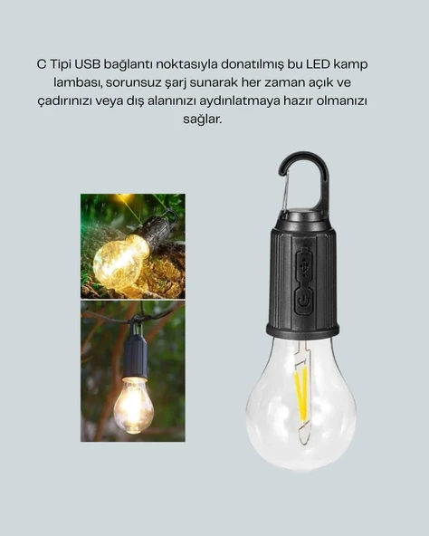 CEYLAN ADAM Akıllı Sensörlü USB Şarjlı Kamp Lambası - Resim 2