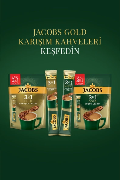 Jacobs 3'ü 1 Arada Gold Yoğun Lezzet Karışım Kahve 10'lu Paket - Resim 4