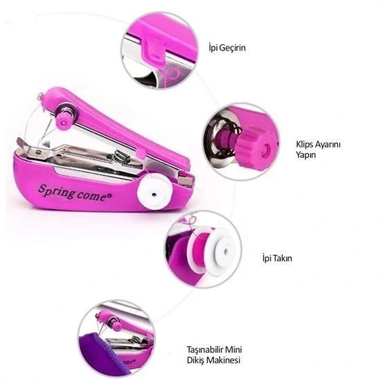 BUFFER® Spring Come Mini Kolay Seyehat ve Ev Tipi El Dikiş Dikme Makinası - Resim 7