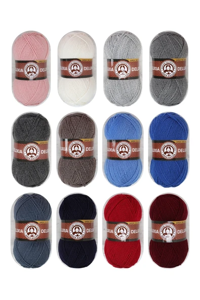 Deluxia El Örgü Ipliği 100 gr Renk 008 Orta Gri - Resim 3