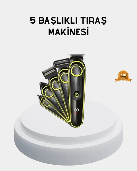 CEYLAN ADAM 5’i 1 Arada Şarjlı Tıraş Makinesi – Paslanmaz Çelik Başlıklı, Yüz ve Vücut Bakım Cihazı ürün görseli 1