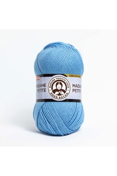 Madame Petite Antipilling El Örgü Ipliği 100 Gr. 126 Orta Mavi ürün görseli 1