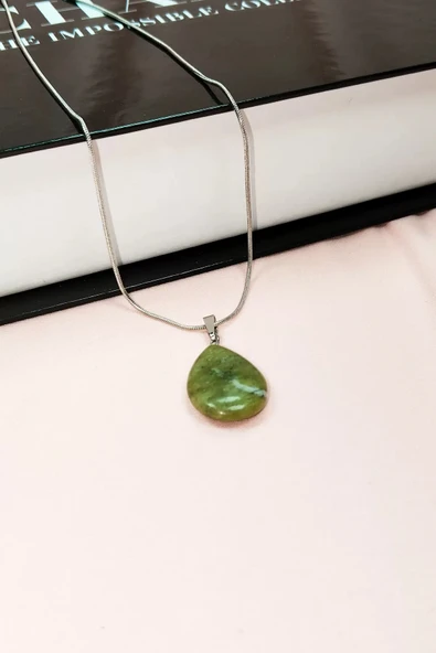 LitaeTrend Akuamarin Doğal Taşı Zincirli El Yapımı Kolye Uç: 3 cm Zincir: 20 cm Kutulu - Resim 6