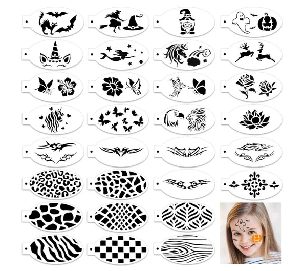 OOTSR Yeniden Kullanılabilir 30’lu Yüz Boyama Şablon Seti ürün görseli 1