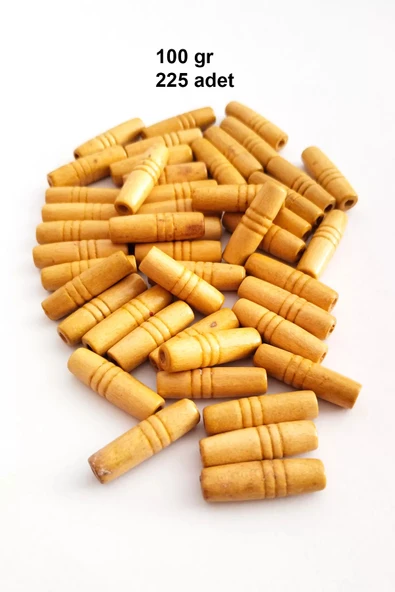 LitaeTrend 100 Gr (225 Adet) Ahşap Boncuk 25 mm boy x 10 mm en Doğal Ahşap Makrome El İşi Çanta ürün görseli 1
