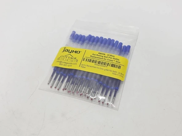 Jaymo Cross Slim 8910‑2 Uyumlu Mavi Jel Roller Kalem Kartuşu 24 Adet - Resim 3