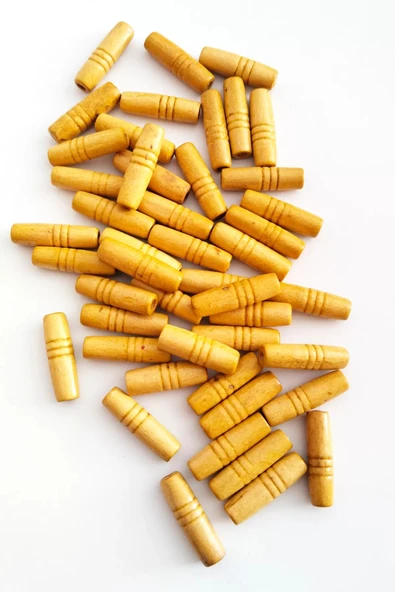 LitaeTrend 100 Gr (225 Adet) Ahşap Boncuk 25 mm boy x 10 mm en Doğal Ahşap Makrome El İşi Çanta - Resim 3