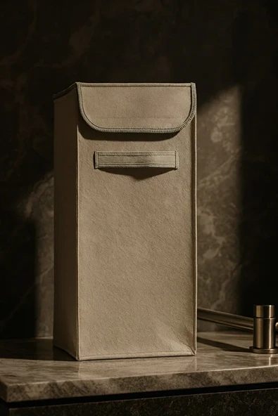 Keçe Çamaşır Sepeti Kapaklı Dikdörtgen Kirli Sepeti Katlanabilir ve Dayanıklı Çamaşır Düzenleyici - Resim 5