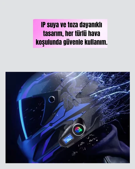 CEYLAN ADAM LCD Ekranlı Bluetooth Kask Kulaklığı FM Radyo ve SD Kart Girişli - Resim 4