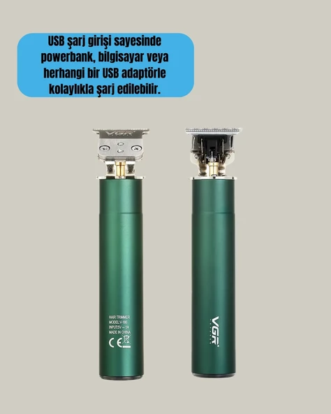 CEYLAN ADAM Koyu Yeşil Profesyonel Metal Gövdeli Saç Kesme Makinesi - Resim 4