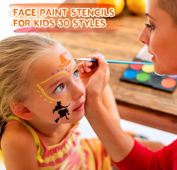 OOTSR Yeniden Kullanılabilir 30’lu Yüz Boyama Şablon Seti - Resim 3