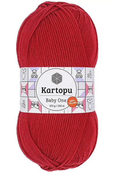 LitaeTrend 1 Adet Baby One Tüylenmeyen El Örgü İpi Yünü Kırmızı K125 ürün görseli 1