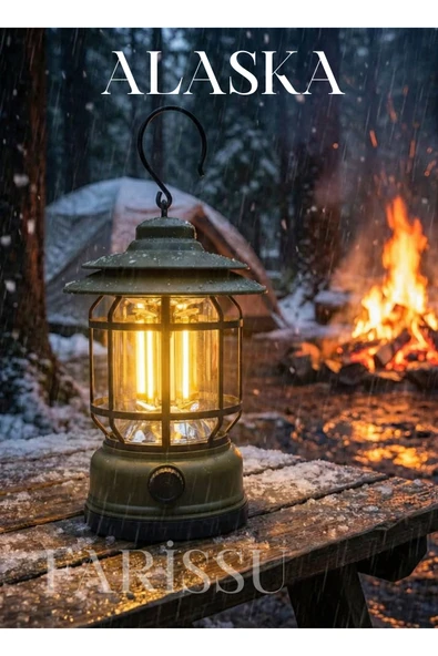 Alaska Retro Şarjlı Kamp Lambası - IPX4 Su Geçirmez, Dimmer Ayarlı, 1200mAh LED Fener ürün görseli 1