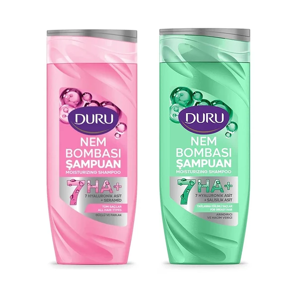 Duru Nem Bombası Şampuan Tüm Saçlar İçin ve Yağlanmış Saçlar 400 ml 2 li Set ürün görseli 1