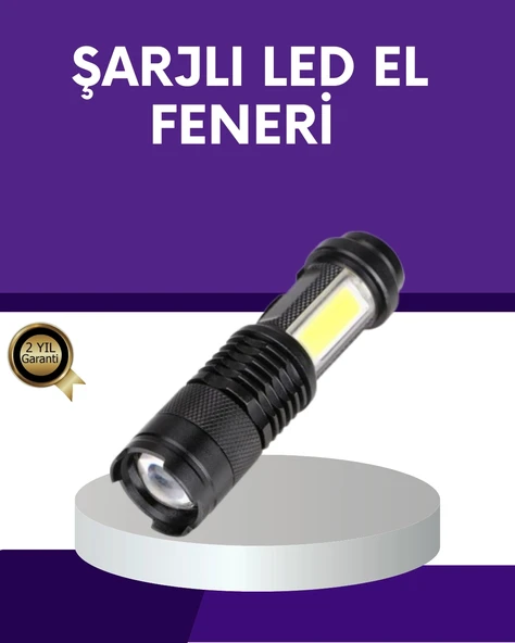 CEYLAN ADAM Şarjlı Mini LED El Feneri 2000 Lümen Su Geçirmez ürün görseli 1