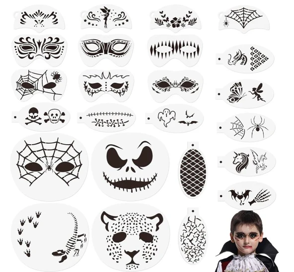 OOTSR Yeniden Kullanılabilir 24’lü Yüz Boyama Şablon Seti ürün görseli 1