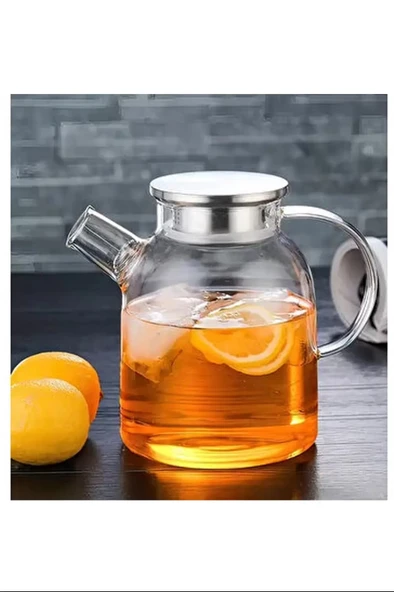 LitaeTrend Çelik Kapaklı Borosilikat Uzun Cam Demlik 1800 Ml Royaleks-CM-2003 ürün görseli 1