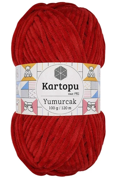 LitaeTrend 1 Adet Yumurcak Kadife El Örgü İpi Kırmızı K126 ürün görseli 1