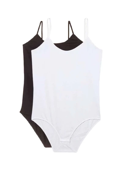 LitaeTrend 2 Adet İp Askılı Kadın Çıtçıtlı Body Siyah ve Beyaz ürün görseli 1