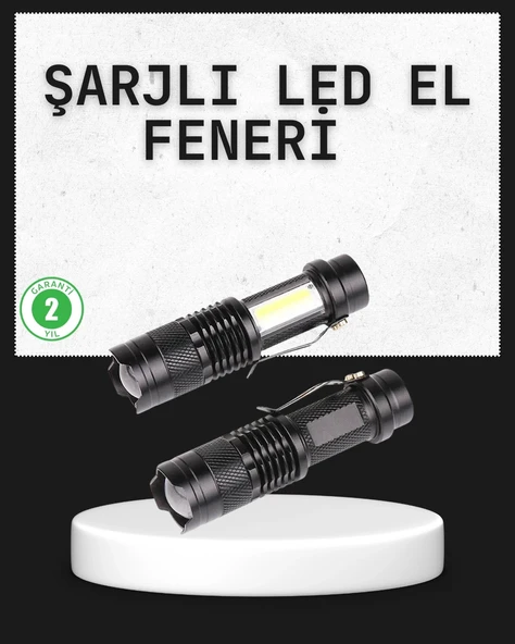 CEYLAN ADAM Odak Ayarlı 2000 Lümen Şarjlı LED El Feneri ürün görseli 1