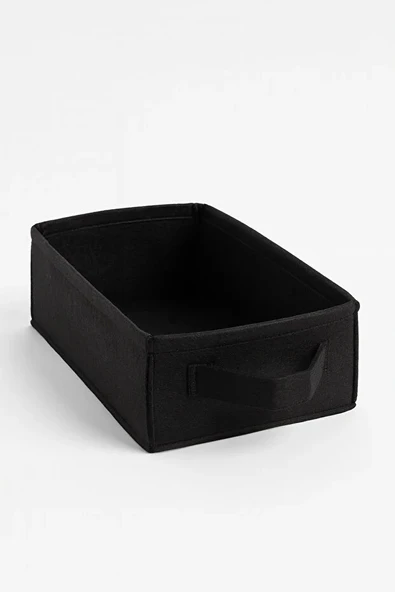 Siyah Dolap İçi, Çamaşır, Oyuncak Düzenleyici, Saklama Kutusu, Keçe Sepet Organizer 38x25x13 cm - Resim 5