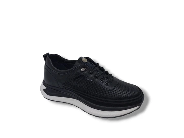 Free Balance 2005 Erkek Siyah Hakiki Deri Kalın Taban Şık Casual Ayakkabı - Resim 4