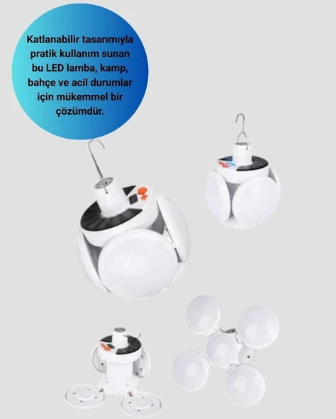 CEYLAN ADAM USB ve Solar Şarjlı Katlanabilir 5 Taraflı LED Lamba - Resim 2