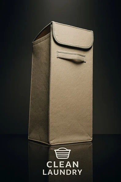 Keçe Çamaşır Sepeti Kapaklı Dikdörtgen Kirli Sepeti Katlanabilir ve Dayanıklı Çamaşır Düzenleyici - Resim 4