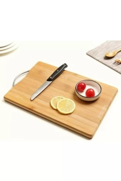 LitaeTrend Bambu Metal Saplı Ekmek Kesme Tahtası 30x20x1,8 Cm Royaleks-67459 ürün görseli 1