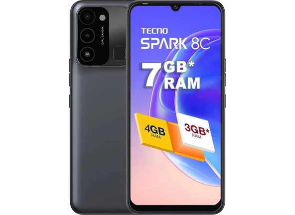 Tecno Spark 8c 64GB Siyah (Tecno Türkiye Garantili) ürün görseli 1