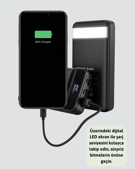 CEYLAN ADAM 50.000 mAh Kapasiteli Powerbank – Hızlı Şarj Destekli, 4 USB Portlu, LED Işıklı Taşınabilir Enerji Deposu - Resim 5