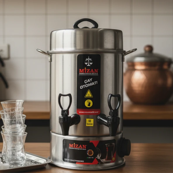 Mizan 60 Bardak Endüstriyel Çaymatik - Paslanmaz Çelik Çay Otomatı ürün görseli 1