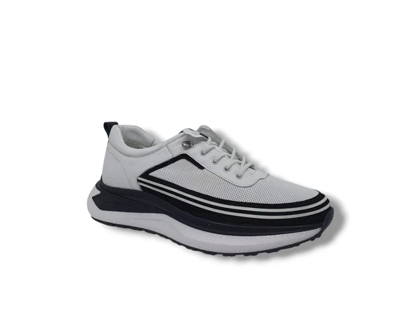 Free Balance 2005 Erkek Beyaz Hakiki Deri Kalın Taban Şık Casual Ayakkabı - Resim 2