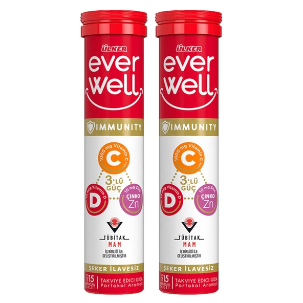 Ülker Everwell 3’Lü Güç C-D-Zn 15 li Takviye Tablet x 2 Adet ürün görseli 1