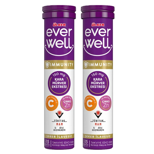 Ülker Everwell Kara Mürver C-Zn Takviye Tablet 15 li x 2 Adet ürün görseli 1