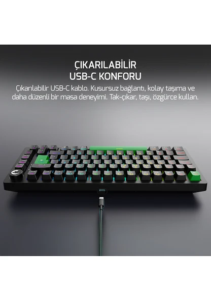 Gamepower Tirus HE80 8K RGB TKL Magnetic Switch Kablolu Oyuncu Klavyesi - Resim 8