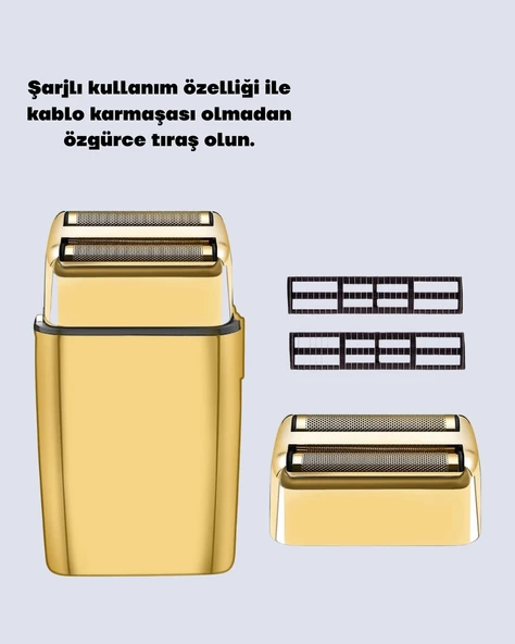 CEYLAN ADAM Altın Renk Kablolu Sakal Tıraş Makinesi Çelik Bıçaklı 3W Motor - Resim 4