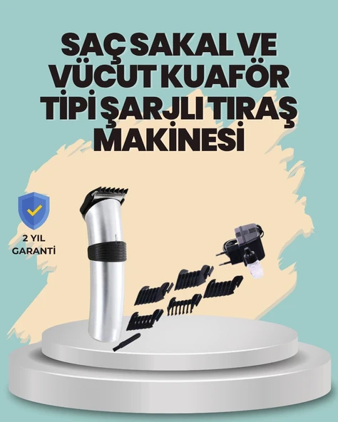 CEYLAN ADAM Profesyonel Erkek Tıraş Makinesi – Kablosuz, Paslanmaz Bıçaklı ve Tam Aksesuar ürün görseli 1