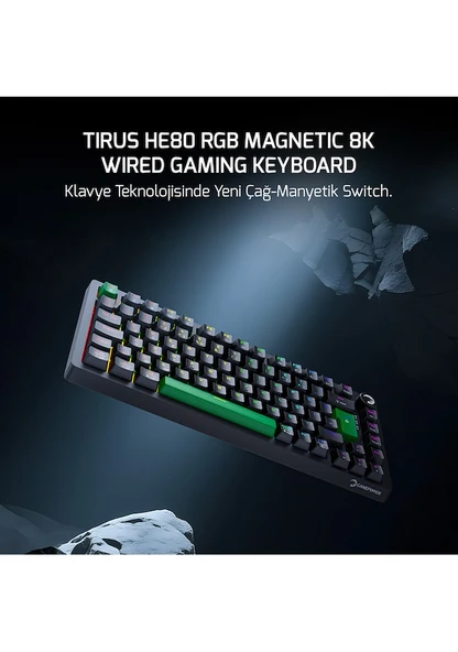 Gamepower Tirus HE80 8K RGB TKL Magnetic Switch Kablolu Oyuncu Klavyesi - Resim 3
