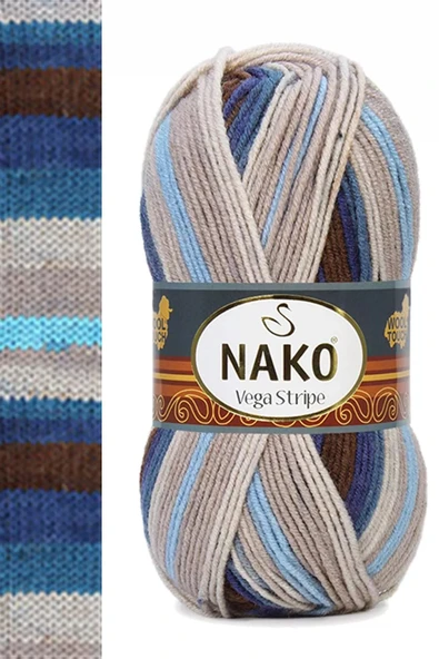 LitaeTrend 1 Adet Vega Stripe Premium Akrilik El Örgü İpi Yünü No: 82422 ürün görseli 1