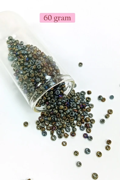 LitaeTrend Dökme Cam Kum Boncuk (8/0) 3 mm - 60 Gram - Alacalı Renk - BNC192 ürün görseli 1