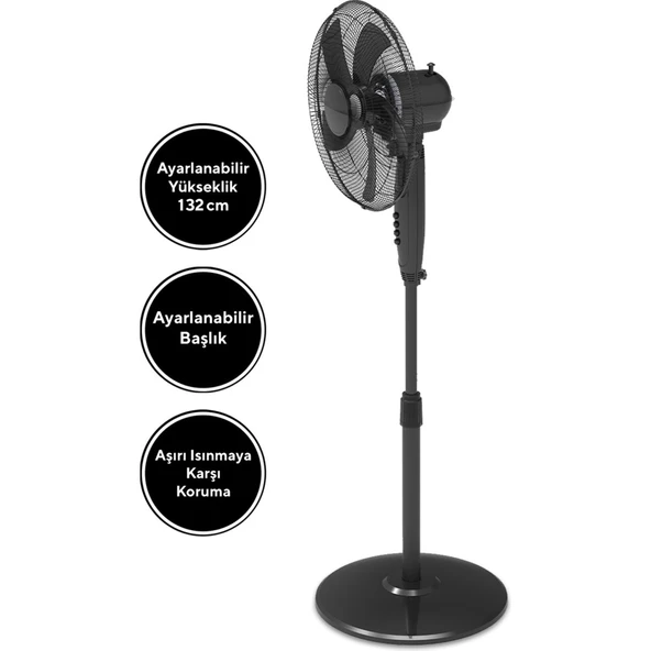 KTF-330 Vantilatör - Siyah - 45 Watt - Resim 3