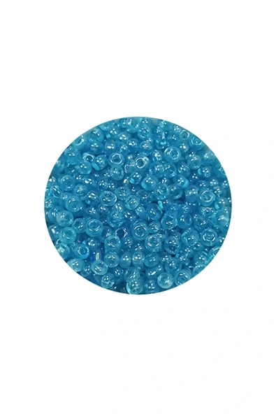 LitaeTrend Dökme Cam Kum Boncuk (11/0) 2 mm - 60 Gram -  Şeffaf Koyu Camgöbeği - BNC061 - Resim 2