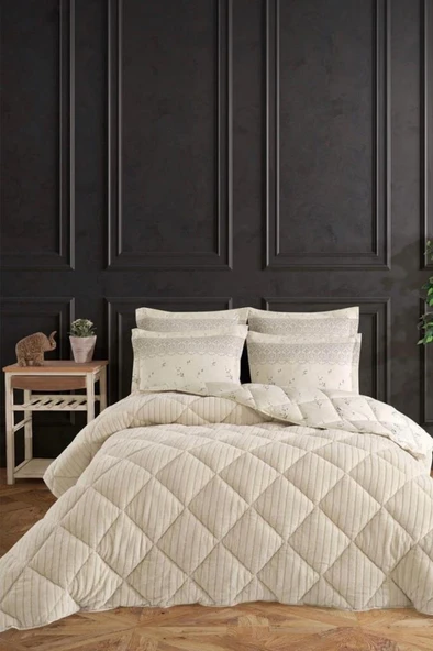 Wellsoft Jakarlı Uyku Seti 3 Parça Tek Kişilik Ekru ürün görseli 1