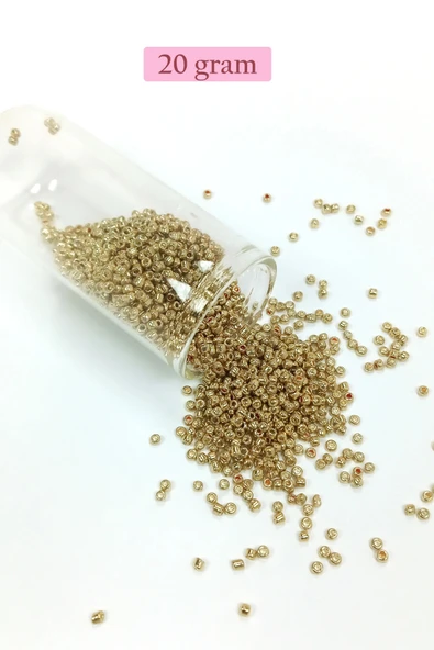 LitaeTrend Dökme Cam Kum Boncuk (11/0) 2 mm - 20 Gram -  Altın - BNC024 ürün görseli 1