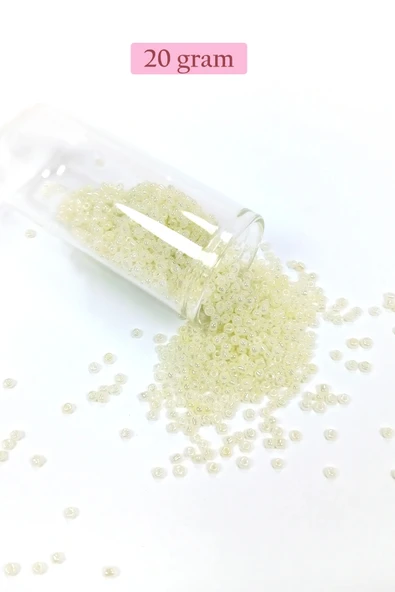 LitaeTrend Dökme Cam Kum Boncuk (11/0) 2 mm - 20 Gram -  Krem - BNC012 ürün görseli 1