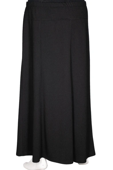 Hesna Kadın Nida Kışlık Büyük Beden Taşlı Astarsız Lastikli Siyah Etek - Resim 3